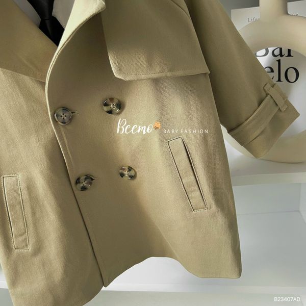 AKBT63 - Áo khoác kaki mangto Beemo 2 màu rêu nhạt / đen size 80 - 130