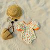 DB00026 - Bộ bơi liền Harifa vai bồng lưng dây đan chéo 3 màu size 9m - 8y
