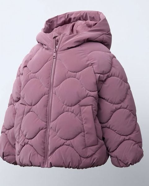 AK32 - Áo khoác phao vải chống thấm 2 màu be/ hồng tím bé gái size 1-6y