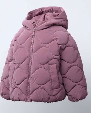 AK32 - Áo khoác phao vải chống thấm 2 màu be/ hồng tím bé gái size 1-6y