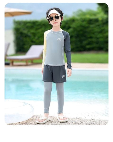0052 - Bộ bơi YUKE dài tay, quần dài chống nắng bé trai size XL-5XL