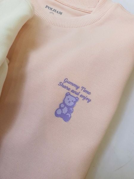 ABG22 - Áo nỉ Polham trơn in logo nhỏ nhiều màu cho bé size 120-170