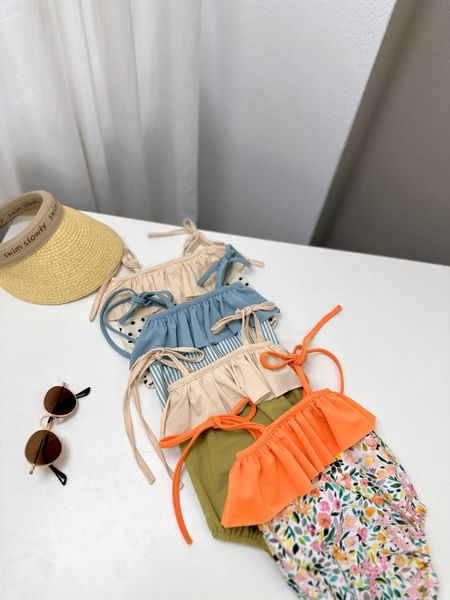 DB00050 - Bộ bơi liền Harifa buộc nơ vai bèo ngực 4 màu size 3m - 6y