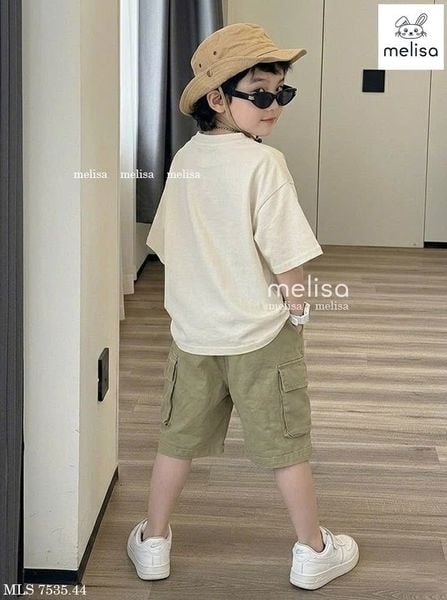 MLSBCC.7535 - Bộ Melisa áo kem in ngựa + quần rêu size 2-12y