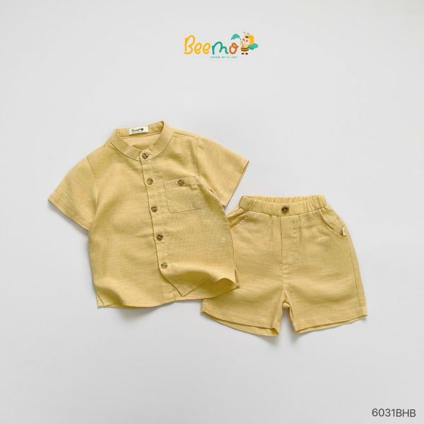 6031BHB - Bộ sơ mi Beemo cổ tàu xẻ tà size 1-6y