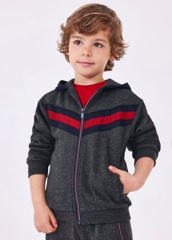 AKBT57 - Áo khoác nỉ phối kẻ chéo ngực 2 màu navy/ghi size 2-8y