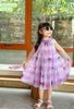 S4156 - Váy Sofia Candy vải tơ kuromi 2 màu hồng/tím in tràn cổ yếm size 1-10y