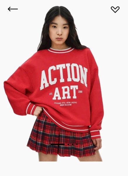 ABG26 - Áo nỉ bông GGJJ màu đỏ Action Art dòng đại bé gái size 6-14y