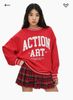 ABG26 - Áo nỉ bông GGJJ màu đỏ Action Art dòng đại bé gái size 6-14y