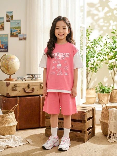 BM2604ST01 - Bộ quần áo cotton Beemon cổ tròn phối tay phối gấu size 120-170