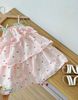 J7649 - Váy June with love 2 dây họa tiết đính hoa tulip hồng bé gái size 2-12y