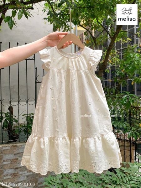 MLSDCC.5799 - Váy Melisa thô ren màu be size 1-10y