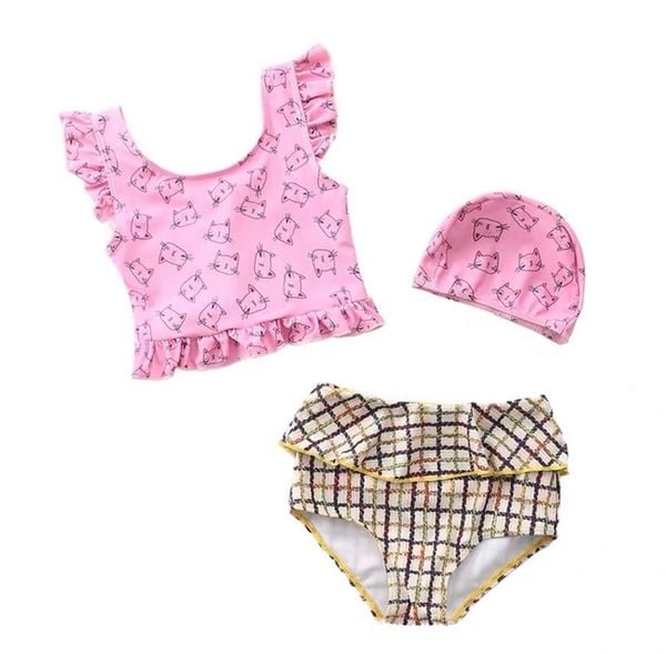 DB00061 - Bộ bơi 3ct áo dáng ngắn, quần cạp cao BG size 3-7y