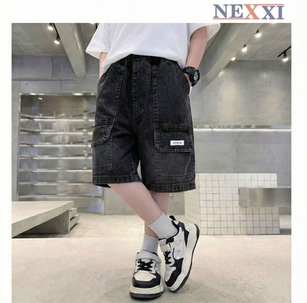 2602.2 Quần jean lửng Nexxi túi logo superior bé trai size 6-15y