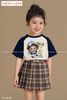 LU 896 - Set bộ Luca áo babythree + chân váy kẻ caro nâu bé gái size 2-12y