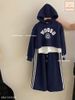 JJ 1235 - Bộ nỉ Jam & jenny hoodie WooSo xanh phối vạt trắng size 2-12y