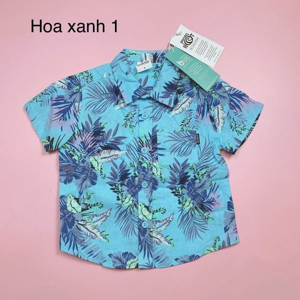 ABT53 - Áo sơ mi thô đũi, lanh Piping Hot hoa lá summer BT size 1-16y
