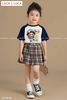 LU 896 - Set bộ Luca áo babythree + chân váy kẻ caro nâu bé gái size 2-12y