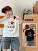 ABT69 - Áo cotton AoAo Kids I love travel 2 màu trắng/đen cho bé size 90-150