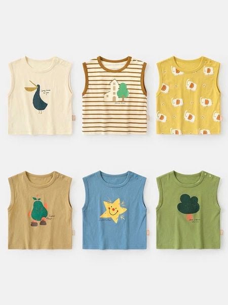 ABT82 - Áo ba lỗ cotton Cutepanda nhiều màu cho bé size 90-120