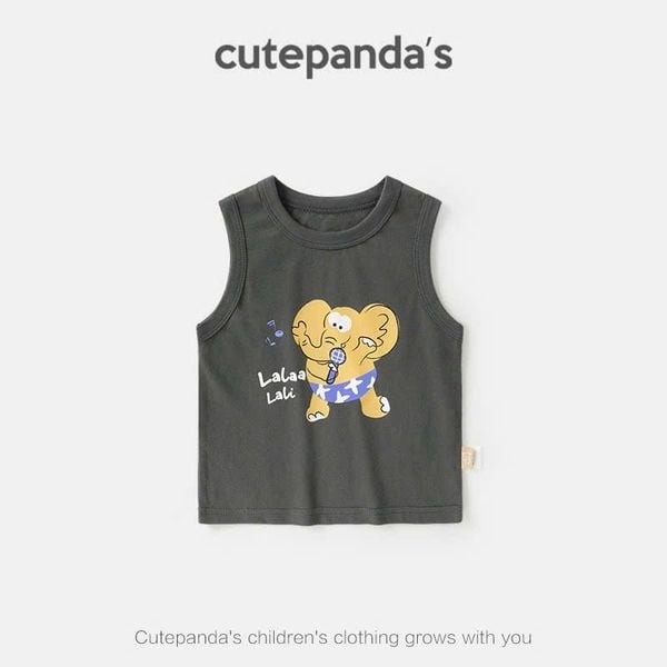 ABT82 - Áo ba lỗ cotton Cutepanda nhiều màu cho bé size 90-120