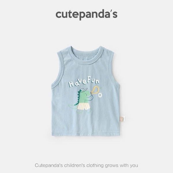 ABT82 - Áo ba lỗ cotton Cutepanda nhiều màu cho bé size 90-120