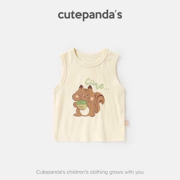 ABT82 - Áo ba lỗ cotton Cutepanda nhiều màu cho bé size 90-120