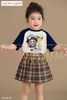 LU 896 - Set bộ Luca áo babythree + chân váy kẻ caro nâu bé gái size 2-12y