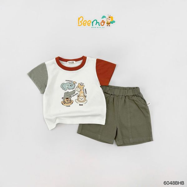 6048BHB - Bộ thun Beemo in con vật ngộ nghĩnh size 1-6y