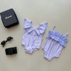 DB00033 - Bộ bơi harifa liền thân cổ V bèo nhiều màu cho bé gái size 1-6y