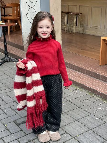 24A169 - Áo len dệt kim cho bé gái (áo chui đầu), chất liệu sợi tổng hợp size 90-160, không thương hiệu, NSX Huzhou Zhili Kujun Clothing Co., Ltd