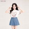2512.2 - Chân váy jean xếp ly nút gỗ Nexxi size 3-14y