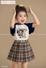 LU 896 - Set bộ Luca áo babythree + chân váy kẻ caro nâu bé gái size 2-12y