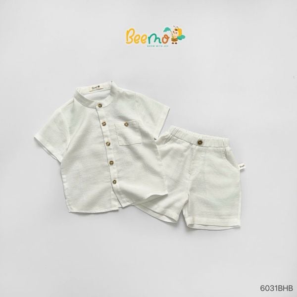 6031BHB - Bộ sơ mi Beemo cổ tàu xẻ tà size 1-6y