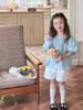 VJ135 - Set bộ thô June with love áo xanh cổ chun - quần trắng size 2 - 12y