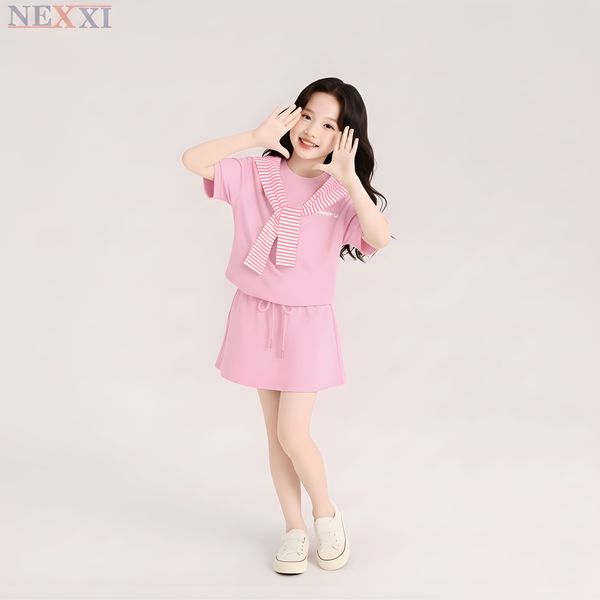 2604.8 - Set bộ Nexxi váy thun dây vai sọc bé gái size 3-14y