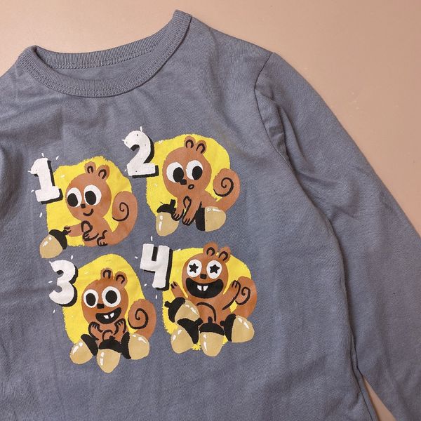 ABT109 - Áo cotton màu ghi hình sóc số 1234 size 18m - 5y