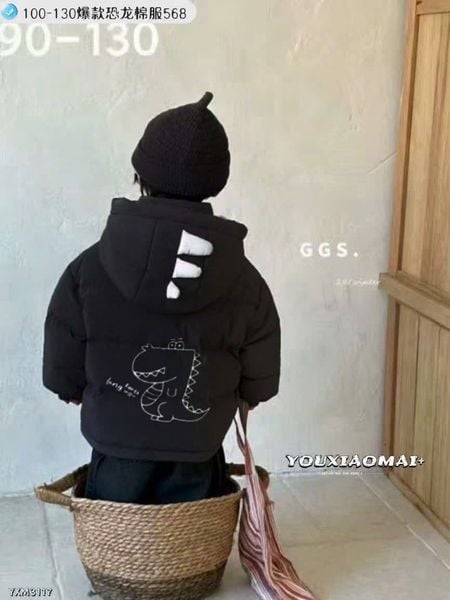 568 - Áo khoác phao khủng long nhiều màu cho bé trai size 100-130