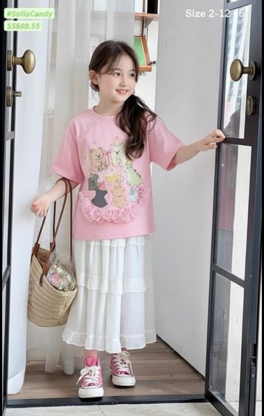 BBG01 - Set váy bé gái mùa hè size 2-12y
