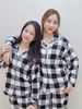 BBG14 - Bộ pyjama thô cà bông BeeMon kẻ caro đen trắng cho Mẹ và Bé