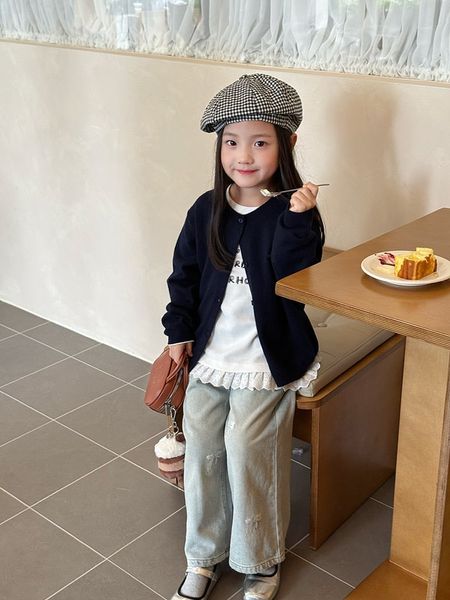 AK41 - Cardigan len AMBB trơn, kẻ nhiều màu cho bé gái size 90-160