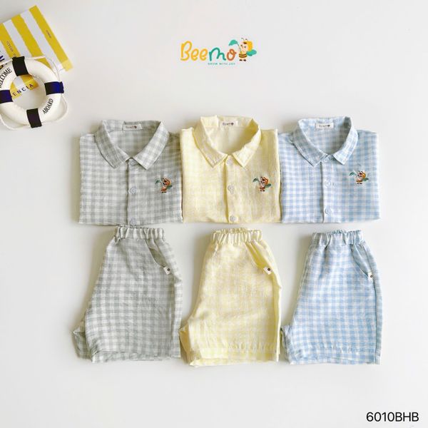 6010BHB - Bộ cotton kẻ Beemo size 1-5y