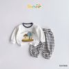 6207BDB - Bộ thun Beemo in cây bé trai màu trắng size 1-6y