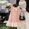 S4449 - Váy Sofia Candy công chúa kim sa hồng phối voan đính nơ cổ size 1 - 10y