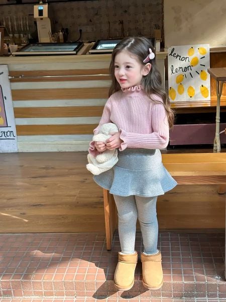 24A169 - Áo len dệt kim cho bé gái (áo chui đầu), chất liệu sợi tổng hợp size 90-160, không thương hiệu, NSX Huzhou Zhili Kujun Clothing Co., Ltd