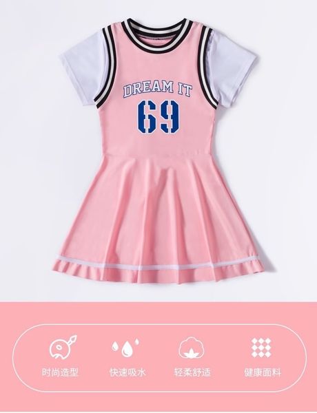 DB00046 - Bộ bơi YUKE dáng váy xòe kèm quần đùi màu hồng Dream It 69 BG