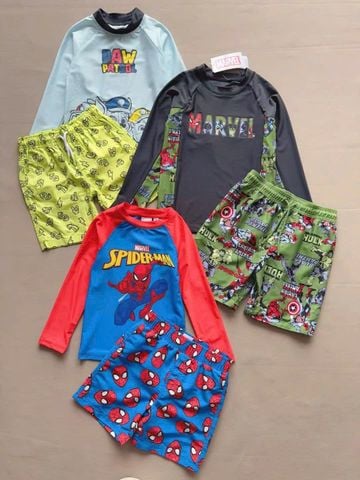 DB00037 - Bộ bơi dài tay Marvel, Spiderman, Pawpatrol bé trai size 1-8y