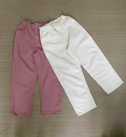 QBG24 - Quần baggy jean mềm GGJJ 2 màu trắng/hồng bé gái size 1-8y