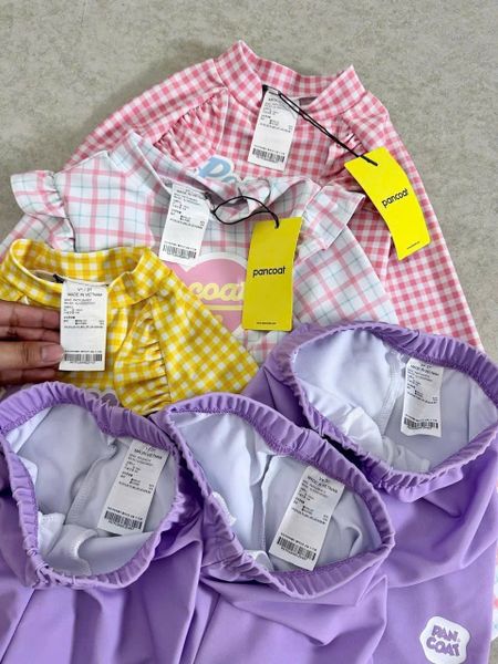 DB00038 - Bộ bơi dài tay Pancoat Club áo kẻ caro 3 màu - quần tím size 3 - 13y