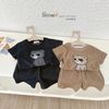 5144BHB - Bộ Beemo cổ tròn thêu gấu cho bé trai size 1-6y